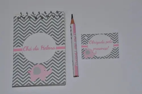 Bloquinho Personalizado com Lápis Elefantinho Chevron