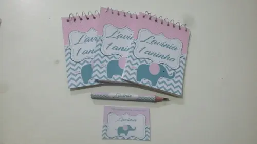 Bloquinho Personalizado com Lápis Elefantinho