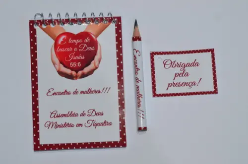 Bloquinho Personalizado com Lápis Encontro de Mulheres