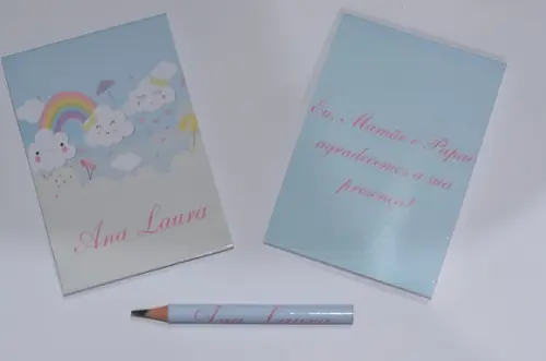 Bloquinho Personalizado com Lápis Floral