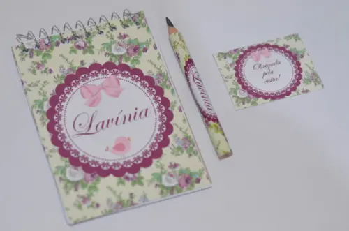 Bloquinho Personalizado com Lápis Floral