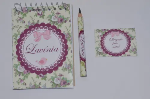 Bloquinho Personalizado com Lápis Floral