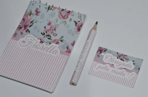 Bloquinho Personalizado com Lápis Floral