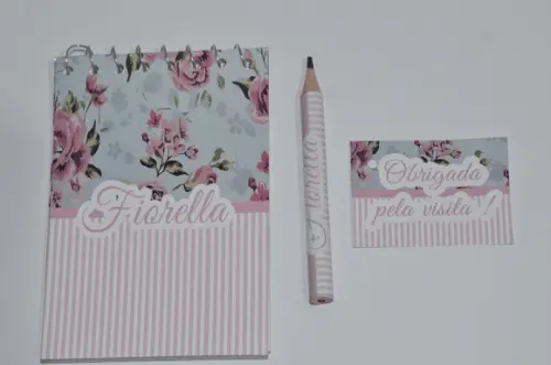 Bloquinho Personalizado com Lápis Floral