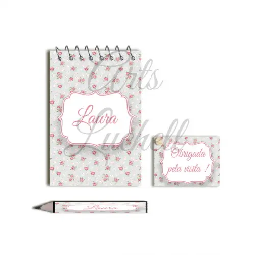 Bloquinho Personalizado com Lápis Floral