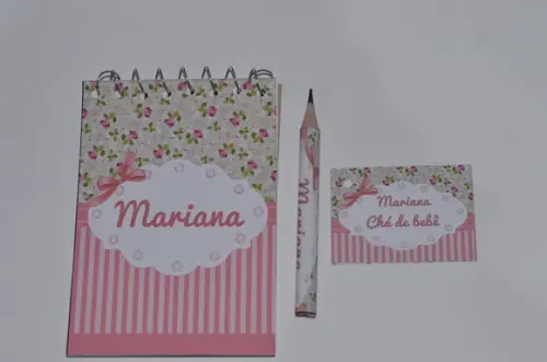 Bloquinho Personalizado com Lápis Floral