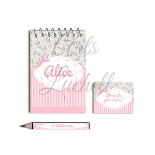 Bloquinho Personalizado com Lápis Floral