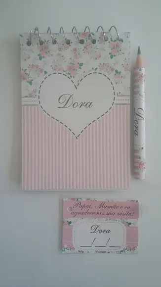 Bloquinho Personalizado com Lápis Floral