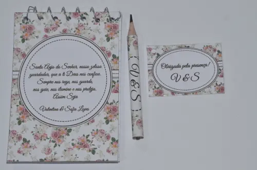 Bloquinho Personalizado com Lápis Floral