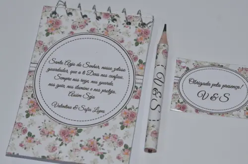 Bloquinho Personalizado com Lápis Floral