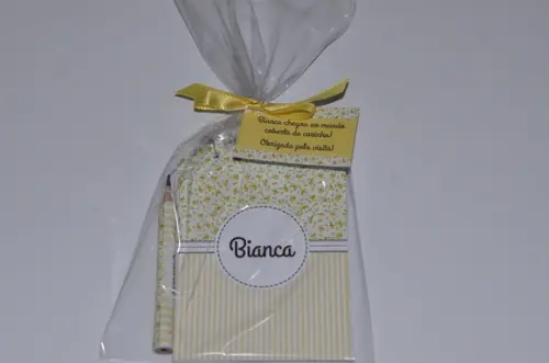 Bloquinho Personalizado com Lápis Floral Amarelo