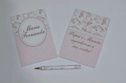 Bloquinho Personalizado com Lápis Floral Atacado
