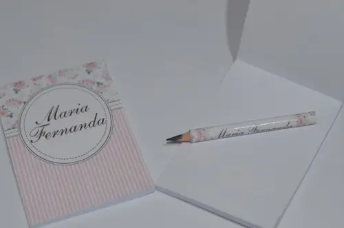 Bloquinho Personalizado com Lápis Floral Atacado
