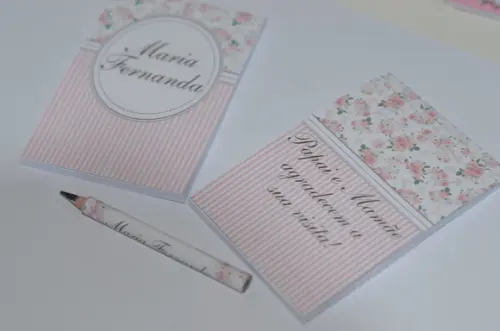 Bloquinho Personalizado com Lápis Floral Atacado