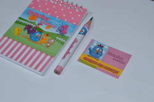 Bloquinho Personalizado com Lápis Galinha Pintadinha