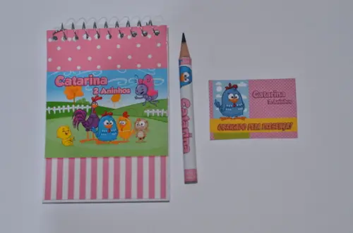 Bloquinho Personalizado com Lápis Galinha Pintadinha