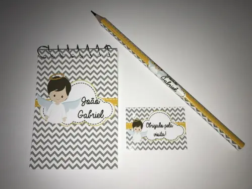 Bloquinho Personalizado com Lápis Grande Anjinho