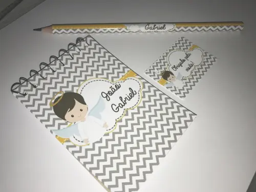 Bloquinho Personalizado com Lápis Grande Anjinho