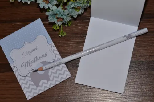 Bloquinho Personalizado com Lápis Grande Elefante