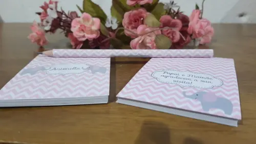 Bloquinho Personalizado com Lápis Grande Elefante