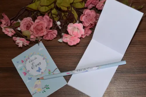 Bloquinho Personalizado com Lápis Grande Jardim de Borboleta