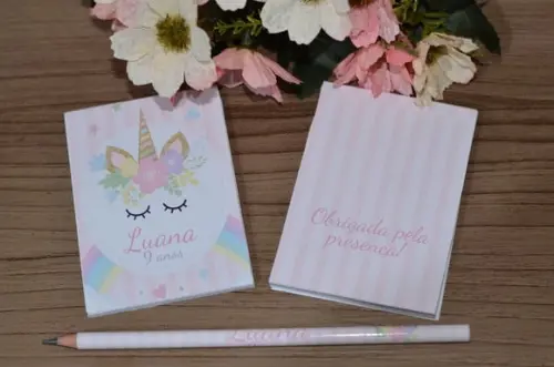 Bloquinho Personalizado com Lápis Grande Unicórnio