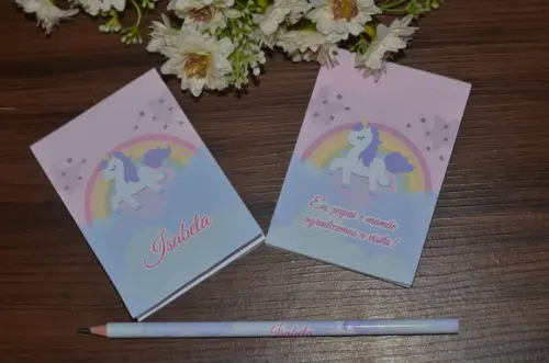 Bloquinho Personalizado com Lápis Grande Unicórnio