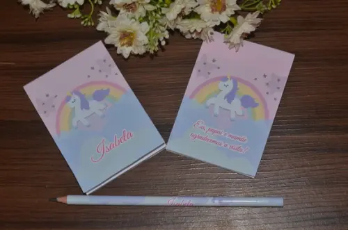 Bloquinho Personalizado com Lápis Grande Unicórnio