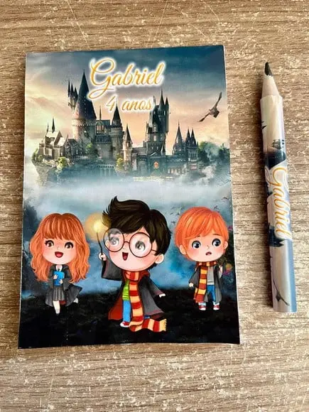 Bloquinho Personalizado com Lápis Harry Potter
