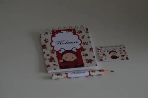 Bloquinho Personalizado com Lápis Joaninha