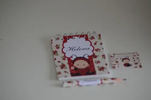 Bloquinho Personalizado com Lápis Joaninha