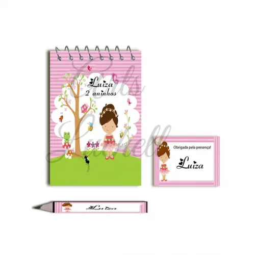 Bloquinho Personalizado com Lápis Jardim Encantado