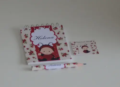 Bloquinho Personalizado com Lápis Joaninha