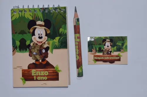 Bloquinho Personalizado com Lápis Mickey Safari