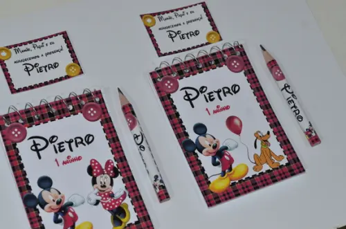 Bloquinho Personalizado com Lápis Mickey e Minnie