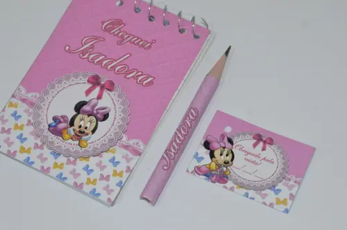 Bloquinho Personalizado com Lápis Minnie Baby