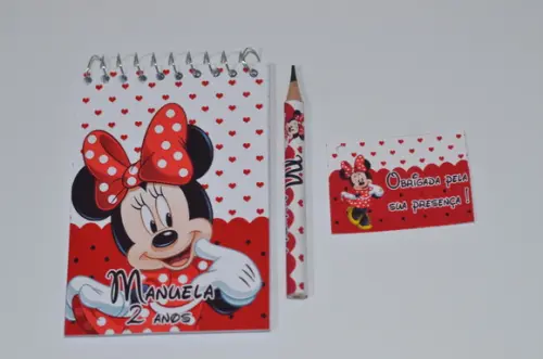 Bloquinho Personalizado com Lápis Minnie
