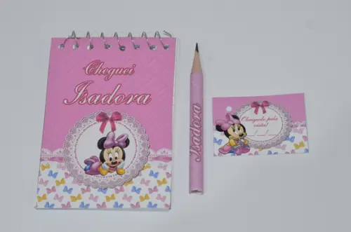 Bloquinho Personalizado com Lápis Minnie Baby