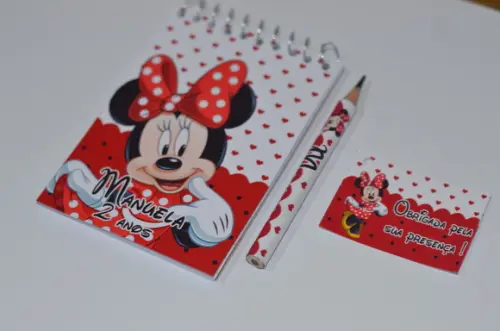 Bloquinho Personalizado com Lápis Minnie