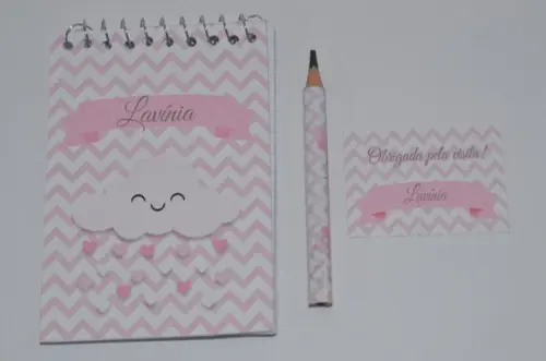 Bloquinho Personalizado com Lápis Nuvem Chevron