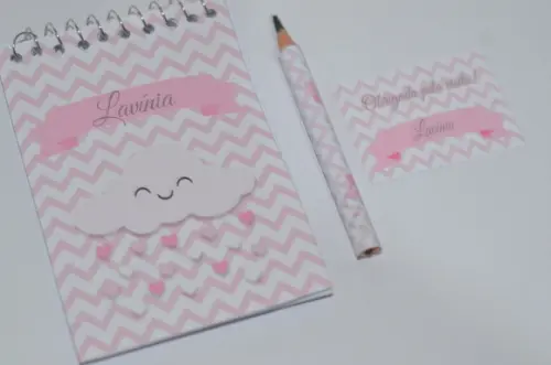 Bloquinho Personalizado com Lápis Nuvem Chevron