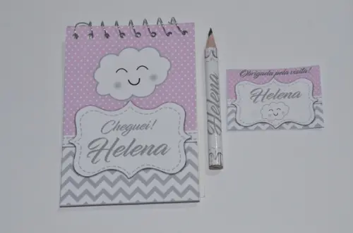 Bloquinho Personalizado com Lápis Nuvem Chevron