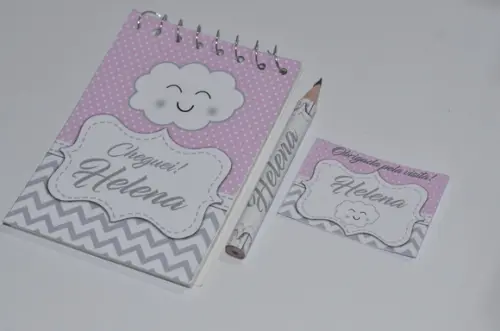 Bloquinho Personalizado com Lápis Nuvem Chevron