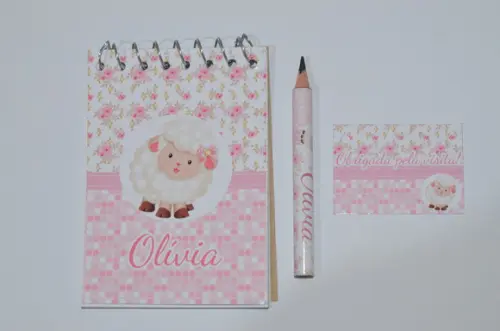 Bloquinho Personalizado com Lápis Ovelhinha