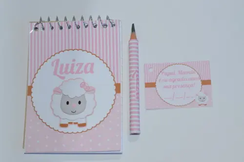 Bloquinho Personalizado com Lápis Ovelhinha