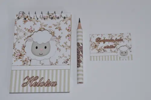 Bloquinho Personalizado com Lápis Ovelhinha