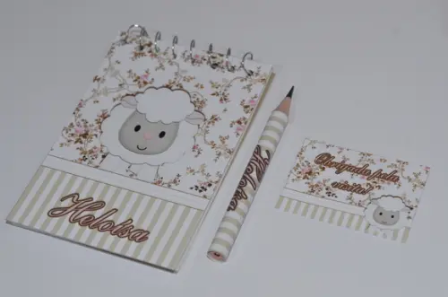Bloquinho Personalizado com Lápis Ovelhinha