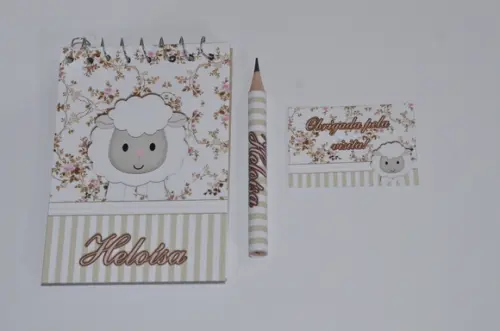 Bloquinho Personalizado com Lápis Ovelhinha
