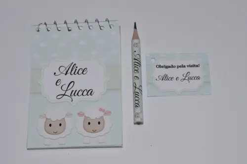 Bloquinho Personalizado com Lápis Ovelhinha