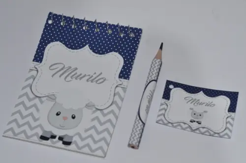 Bloquinho Personalizado com Lápis Ovelhinha